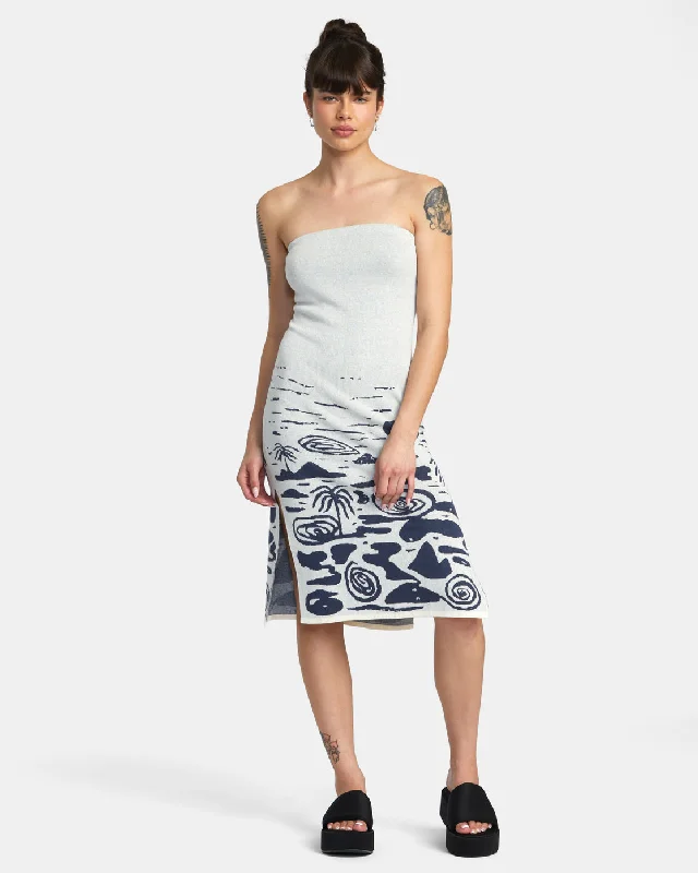 Urban Femme Streetwear Landscape Tube Dress - Natural