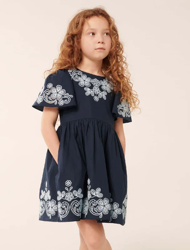 Online Impressions Boutique Olivia Broderie Flutter Girls Dress