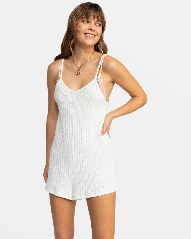 Luxury Women's Clothing On Our Way V- Neck Romper - Egret