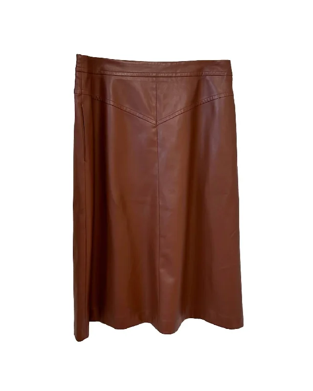 Sophisticated Style Women's Faux Leather Aline Skirt In Hazelnut