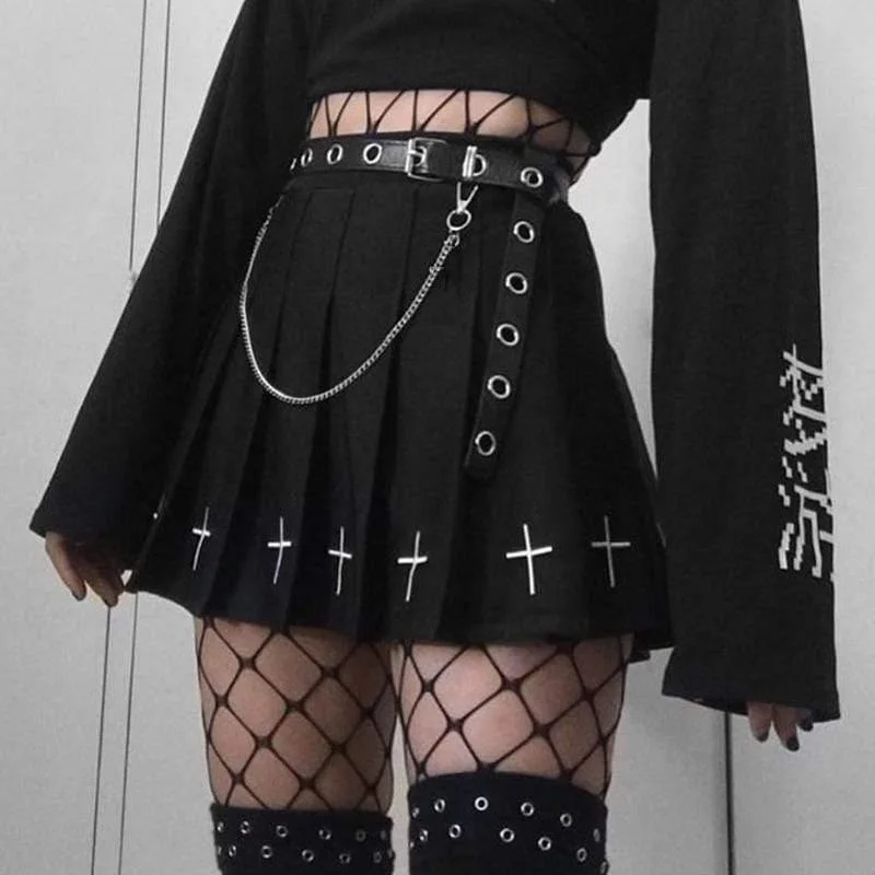 Women's Vacation Garments Women's Gothic Crosses Pleated Skirts