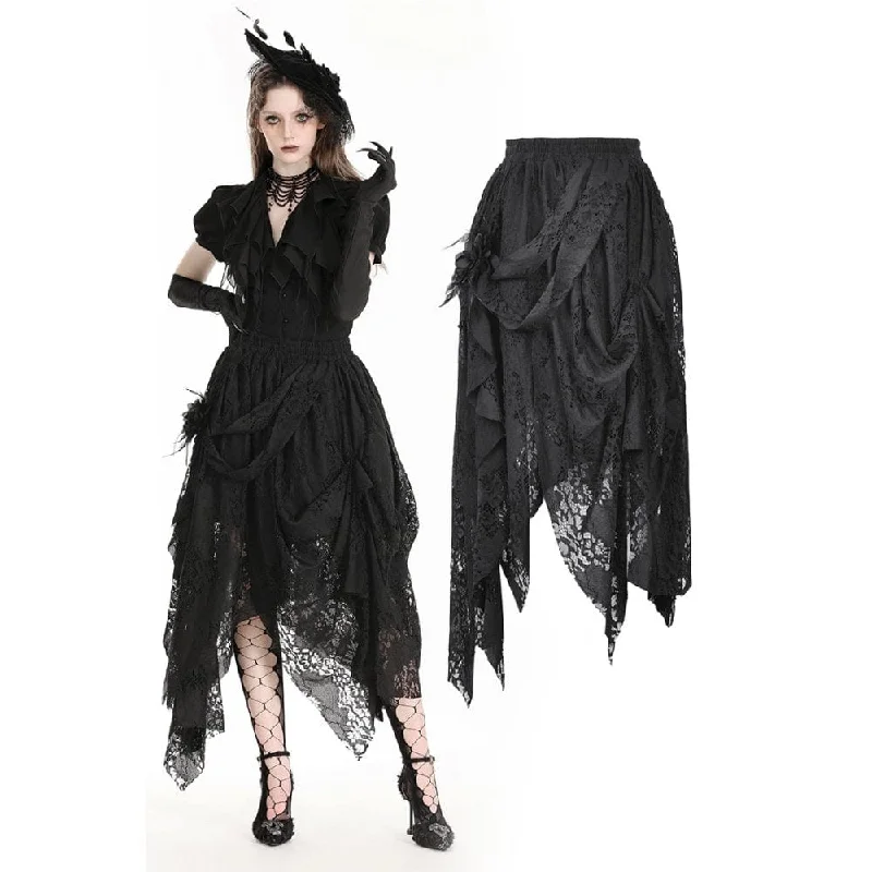 Women's Vacation Outfit Set Women's Gothic Irregular Distressed Lace Skirt