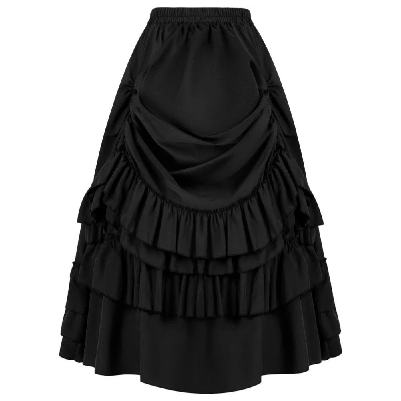 Women's Comfortable Garments Women's Gothic Layered Ruffled Long Pleated Skirt