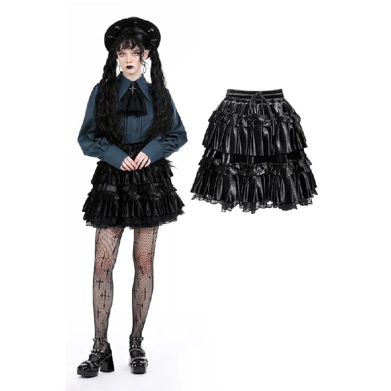 Women's Trendy Apparel Women's Gothic Ruffled Layered Velvet Skirt