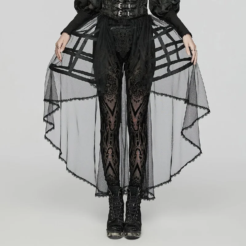 Rocker Chic Fashion Women's Gothic Split Lace-up Bird Cage Bustle