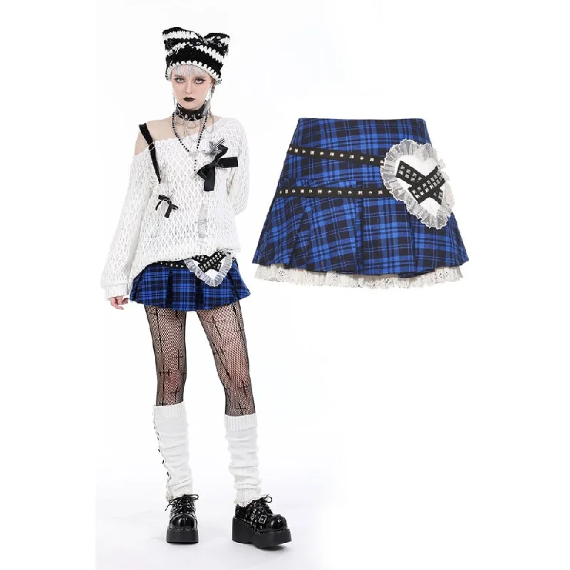 Women's Plus-Size Apparel Women's Lolita Studded Plaid Pleated Skirt