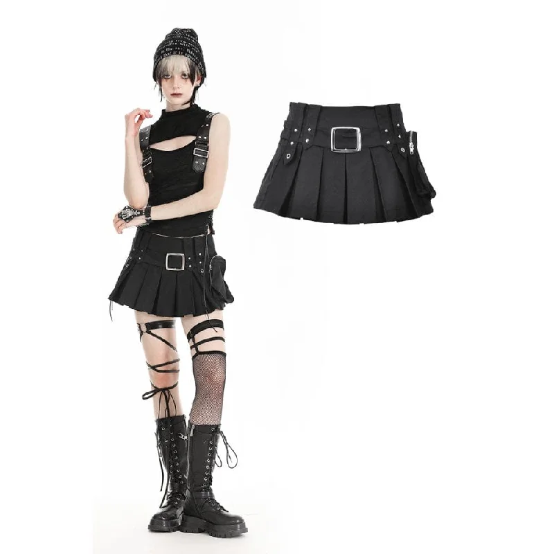 Everyday Fashion Women's Punk Big-pocket Pleated Skirt