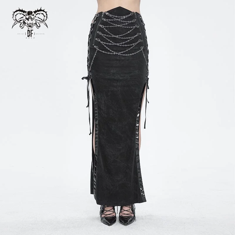 Casual Apparel For Women Women's Punk Buckle Side Slit Wrapped Long Skirt