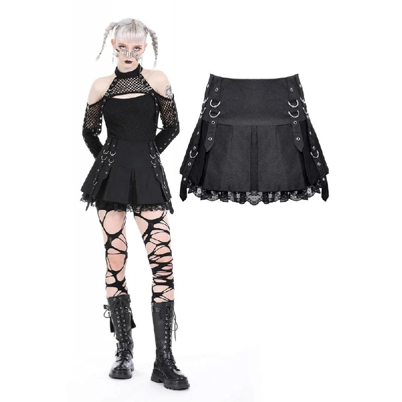 Women's Functional Apparel For Outdoor Activities Women's Punk Lace Splice Pleated Skirt