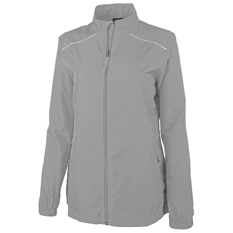 Online Shopping Boutiques Charles River Women's Ice Grey Skyline Pack-N-Go Full Zip Reflective Jacket