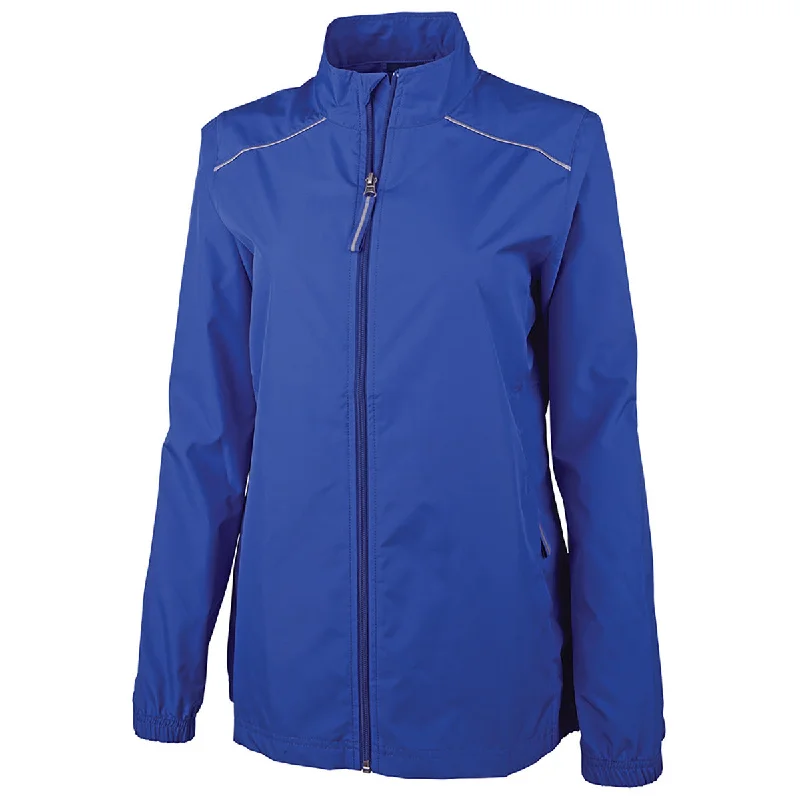 Women's Clothes Charles River Women's Royal Skyline Pack-N-Go Full Zip Reflective Jacket