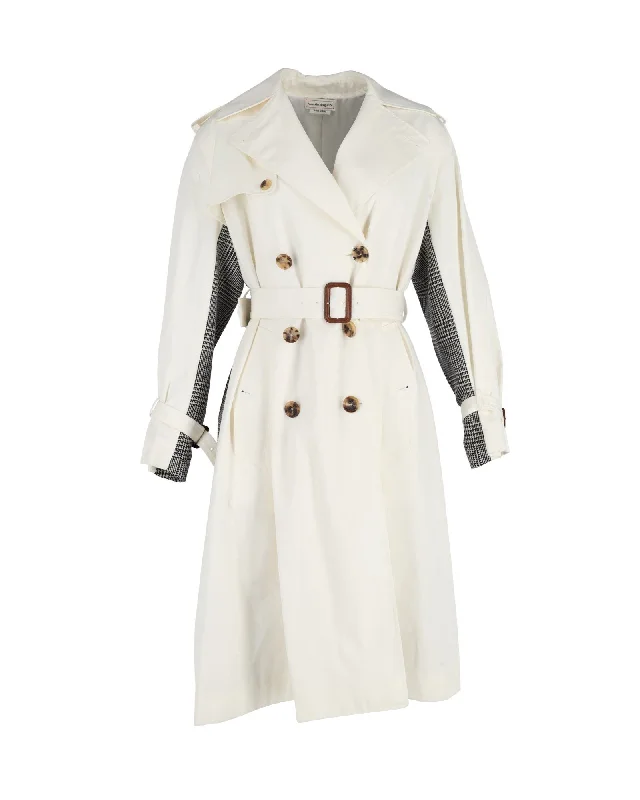 Women's Professional Apparel Alexander McQueen Belted Trench Coat in White Wool