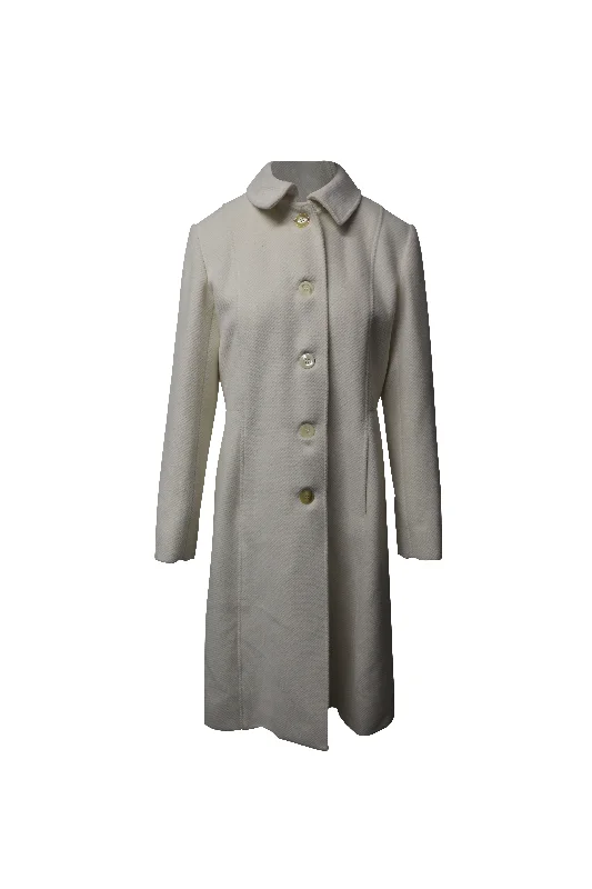 Women's Trendy Activewear Apparel Aquascutum Great Coat in Cream Angora Wool