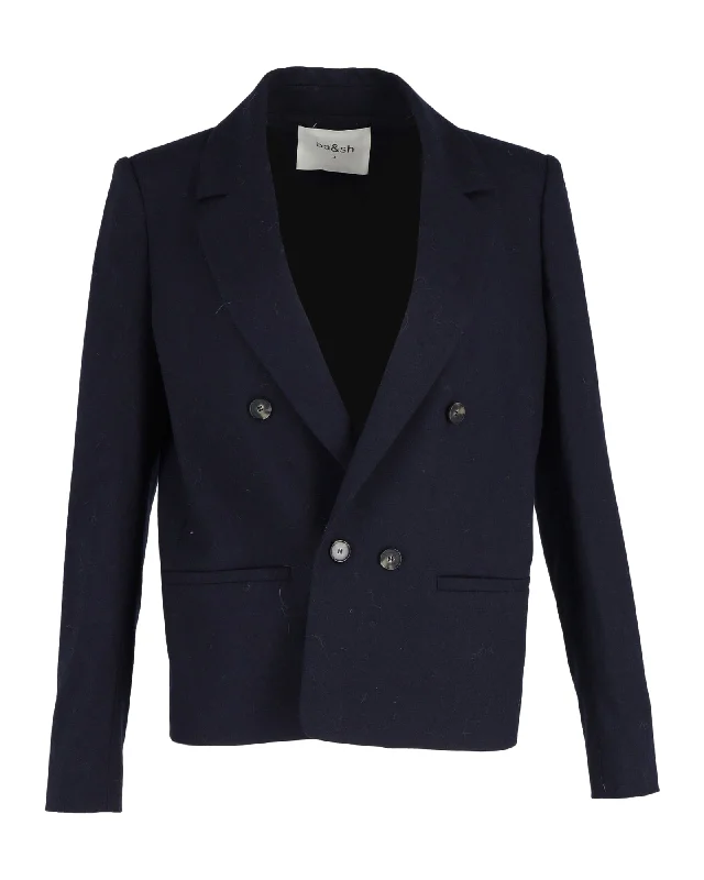 Women's Casual Apparel Ba&Sh Double-Breasted Coat in Navy Blue Viscose