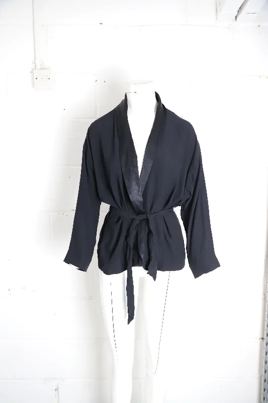 Women's Holiday Apparel Ba&Sh Suga Belted Wrap Jacket in Black Viscose