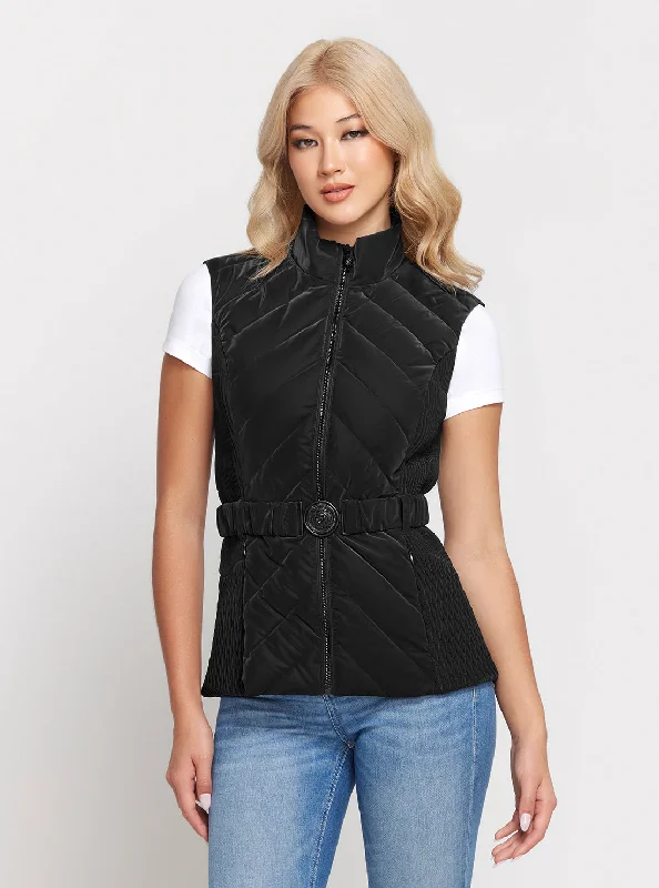 Women's Resort Attire Black Cassandra Belted Vest