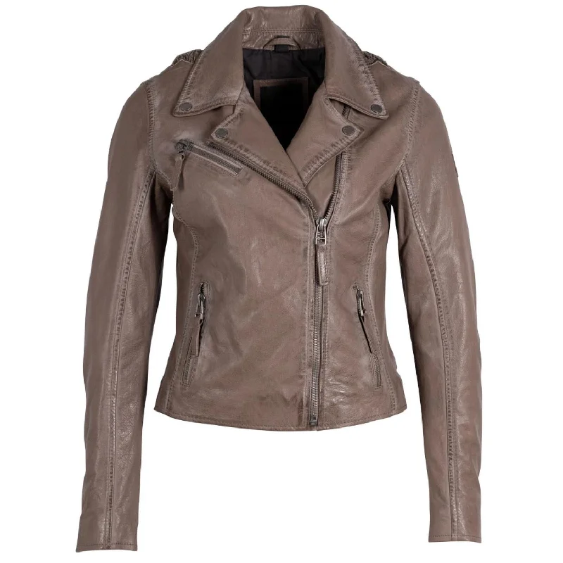 Women's Functional Apparel For Outdoor Activities Christy Rf Leather Jacket In Taupe