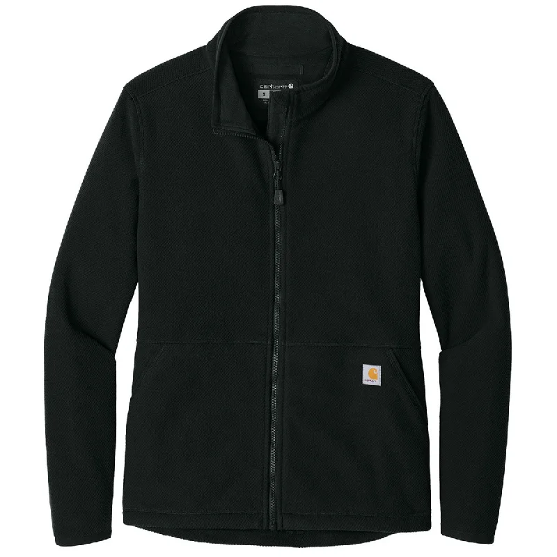 Stylish Everyday Clothing Carhartt Women's Black Textured Full-Zip Fleece Jacket