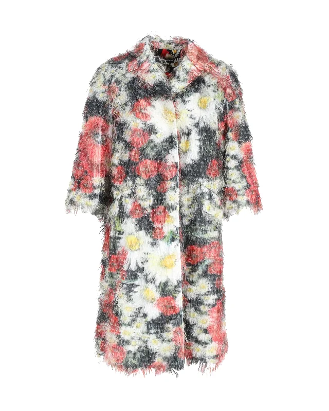 Women's Travel Apparel Dolce & Gabbana Fil Coupé Coat in Floral Print Polyester