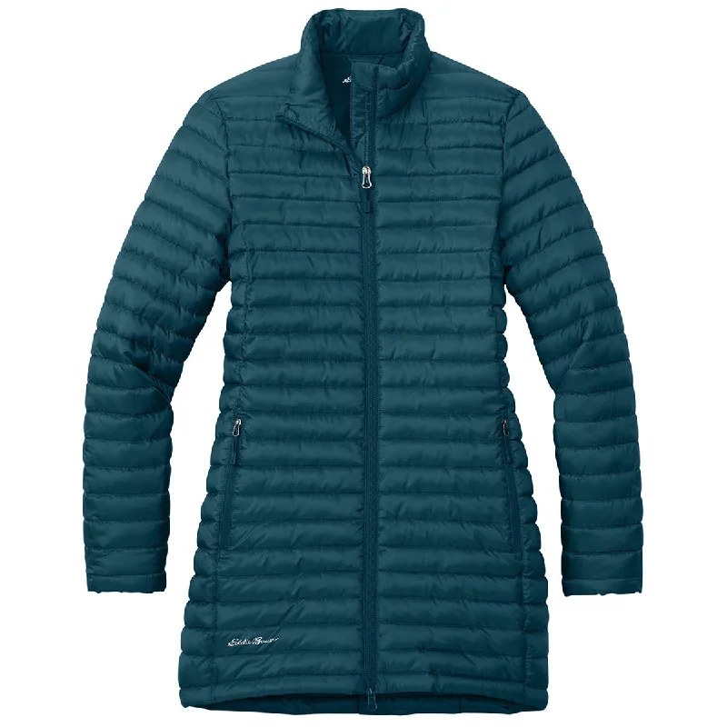 Affordable Women's Fashion Eddie Bauer Women's Adriatic Blue Packable Quilted Full-Zip