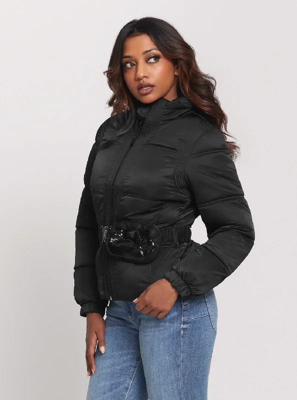 Women's Professional Attire Eco Black Lucia Bum Bag Puffer Jacket