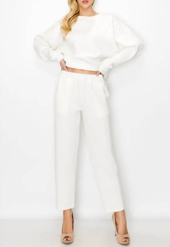 Timeless Women's Garments Felice French Scuba Pant In White