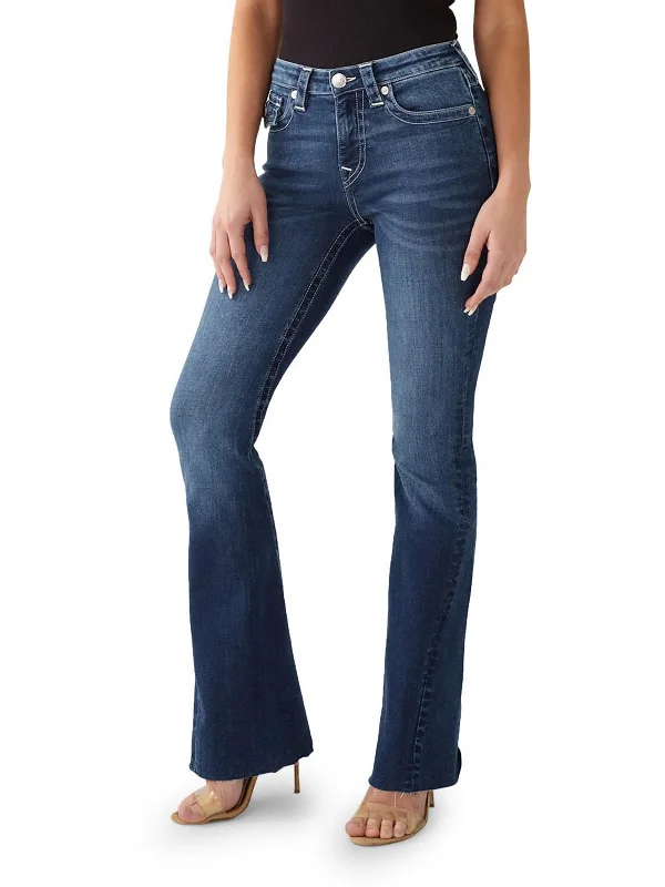 Trend Alert Joey Womens Mid-Rise Dark Wash Flare Jeans