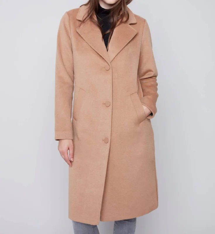 Best Clearance Sales Right Now Long Coat Hepburn Style In Truffle