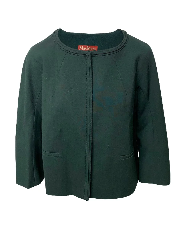 Affordable Women's Outfit Max Mara Jacket with Two Front Pockets in Green Wool