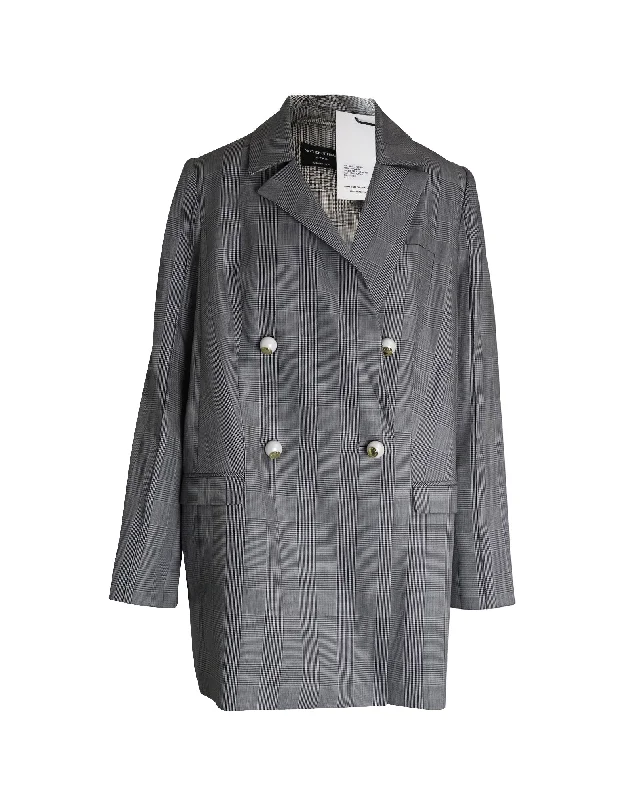 Timeless Women's Apparel Mother of Pearl Morgan Prince of Wales Check Double-Breasted Coat in Black and Cream Lyocell