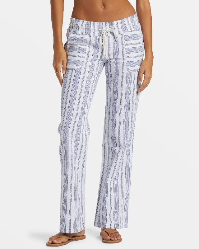 Sale Clearance Oceanside Flared Pants - Mood Indigo Beachside Stripe