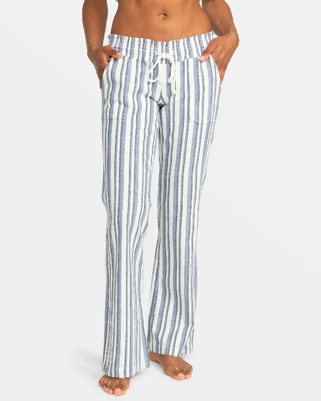 Trend Alert Oceanside Flared Beach Pants - Bijou Blue Small Silk Stripe