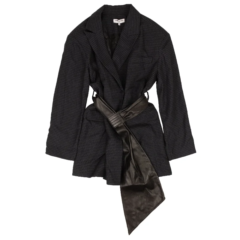 Casual Fashion Trends for Women Opening Ceremony Belted Oversized Blazer - Navy