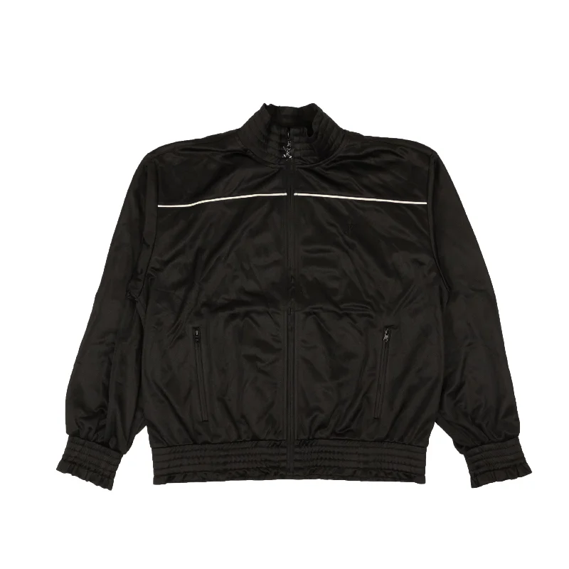 Unique Women's Fashion Pieces Opening Ceremony Ruffle Smocked Track Jacket - Black