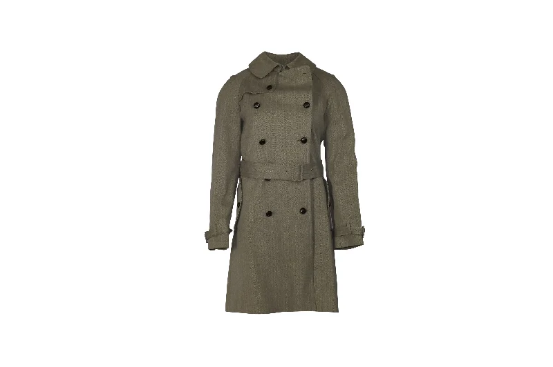 Sustainable Women's Apparel Paul & Joe Gabardine Trench Coat in Grey Cotton