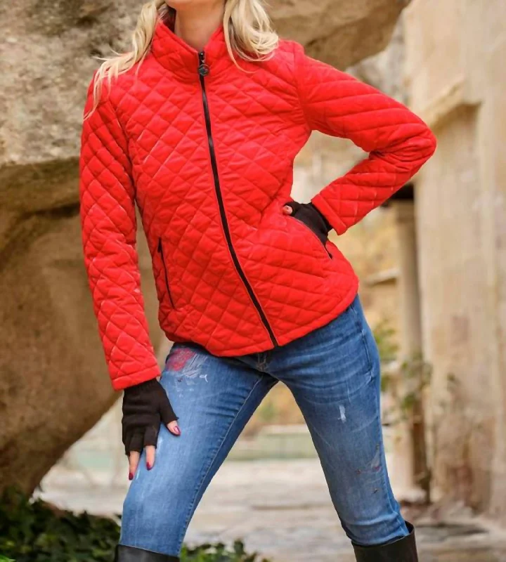 Sophisticated Women's Fashion Quilted Jacket Red