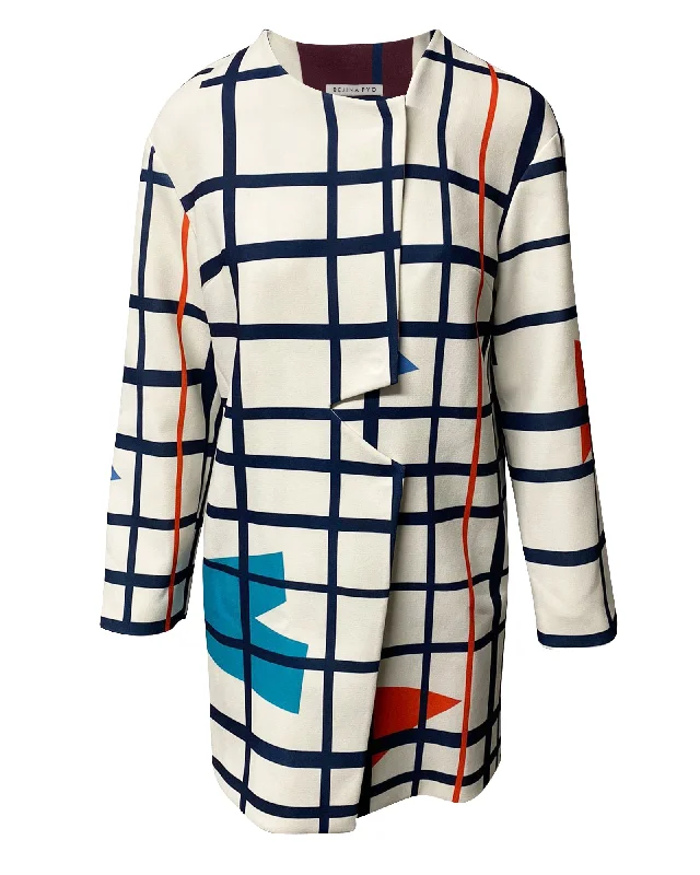 Women's Evening Outfit Rejina Pyo Lightweight Geometric Print Coat in White Viscose