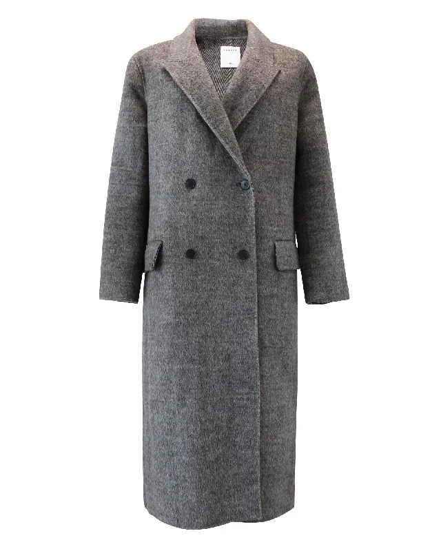 Women's Trendy Outfit Sandro Juno Double-Breasted Coat In Grey Wool