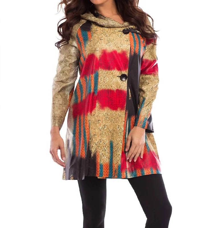 Women Wear Online Sunset Long Trench Jacket In Gold Multi