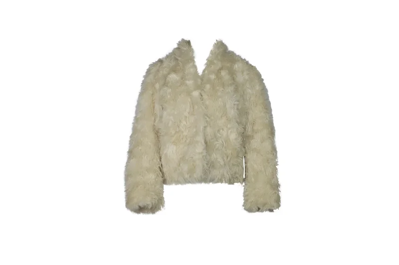 Women's Resort Apparel Vince Plush Jacket in Cream Faux Fur