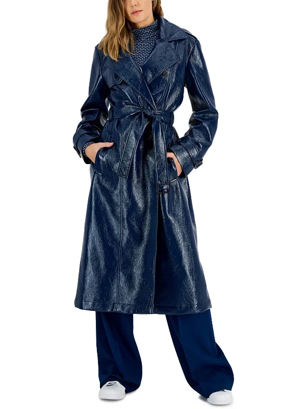 Women's Functional Outdoor Garments Womens Faux Leather Trench Coat