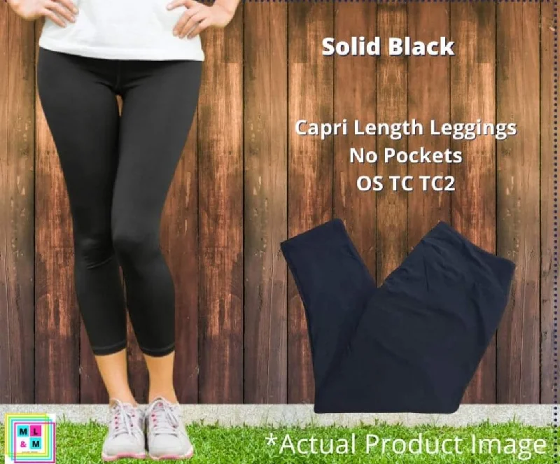 Clothing Sales Black Capri Leggings w/ No Pockets by ML&M