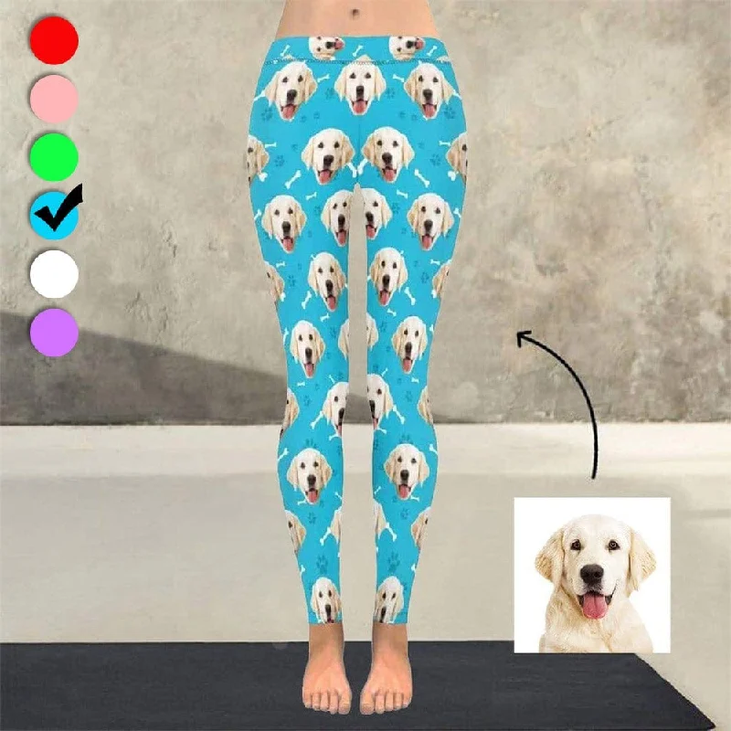 Free Spirited Fashion Custom Dog Face Low Rise Leggings Multiple Colors Custom Printed Leggings