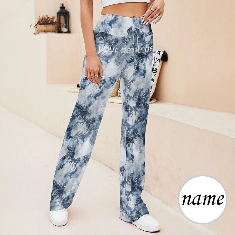 Comfortable Casual Women's Clothing Custom Name Butterfly Women's Straight-Leg Loose Comfy Drawstring Lounge Pants for Yoga Running Sporting