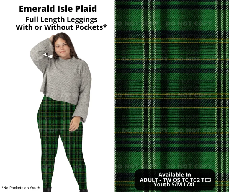 Bold and Elegant Women's Fashion Preorder! Closes 12/11. ETA Feb. Emerald Isle Plaid Full Length Leggings w/wo Pockets