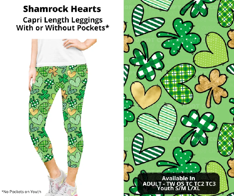 High-End Women's Apparel Preorder! Closes 12/11. ETA Feb. Shamrock Hearts Capri Leggings w/wo Pockets