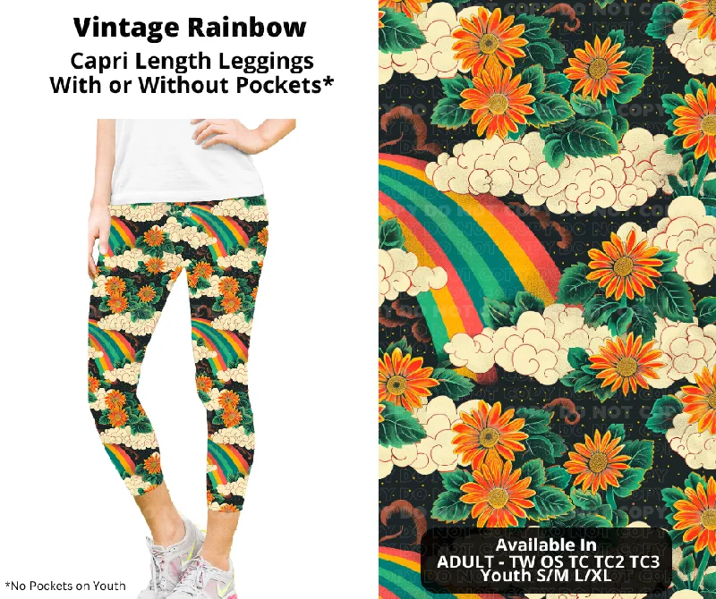 Women's Stylish Outerwear Preorder! Closes 12/11. ETA Feb. Vintage Rainbow Capri Leggings w/wo Pockets