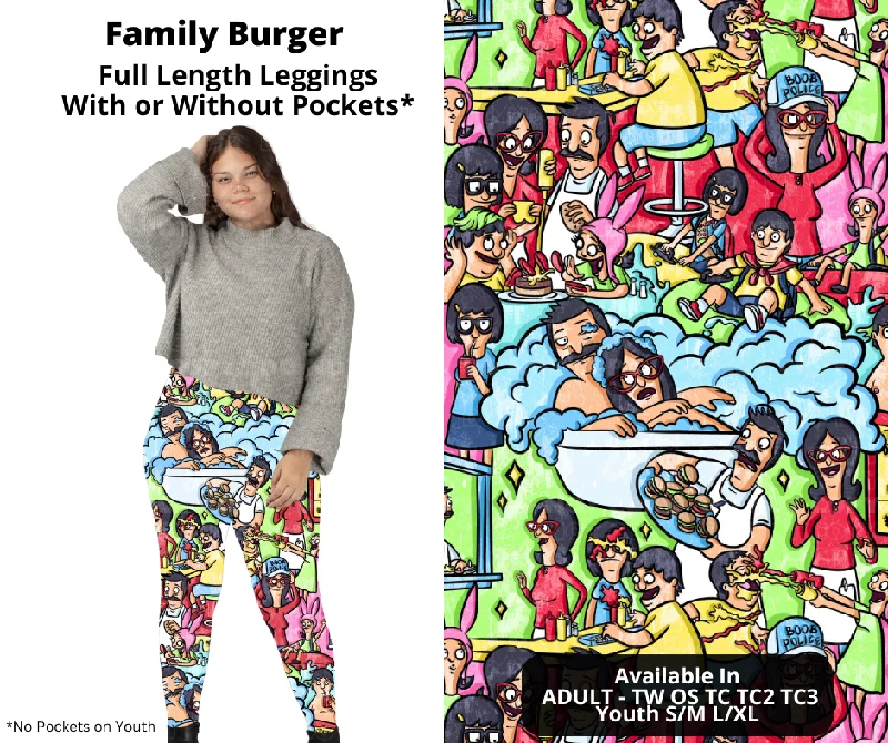 Stylish Women's Garments For Holidays Preorder! Closes 12/2. ETA Feb. Family Burger Full Length Leggings w/wo Pockets