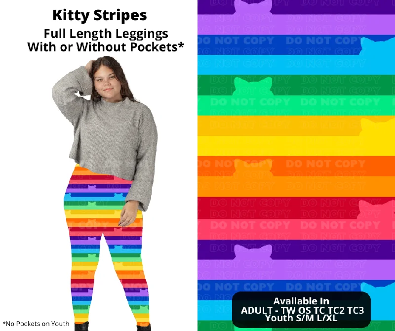 Women's High-Fashion Garments Preorder! Closes 12/2. ETA Feb. Kitty Stripes Full Length Leggings w/wo Pockets