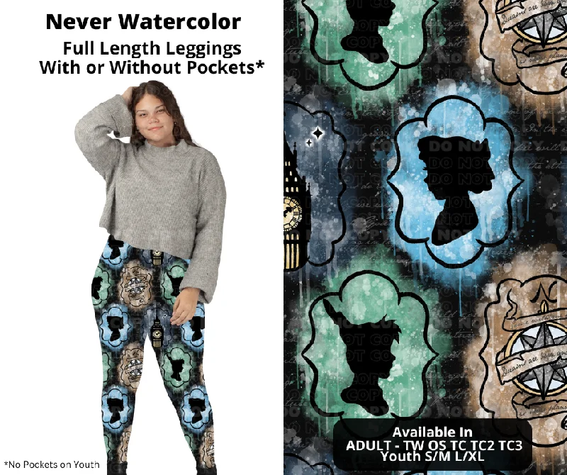 Women's Comfortable Lounge Garments Preorder! Closes 12/2. ETA Feb. Never Watercolor Full Length Leggings w/wo Pockets